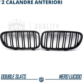 REJILLAS Delanteras para BMW Serie 3 E92 E93 (10-14), Doble Pasillo | Negro Brillante Tuning M3