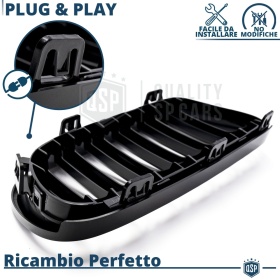 REJILLAS Delanteras para BMW Serie 3 E92 E93 (10-14), Doble Pasillo | Negro Brillante Tuning M3