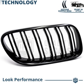 REJILLAS Delanteras para BMW Serie 3 E92 E93 (10-14), Doble Pasillo | Negro Brillante Tuning M3
