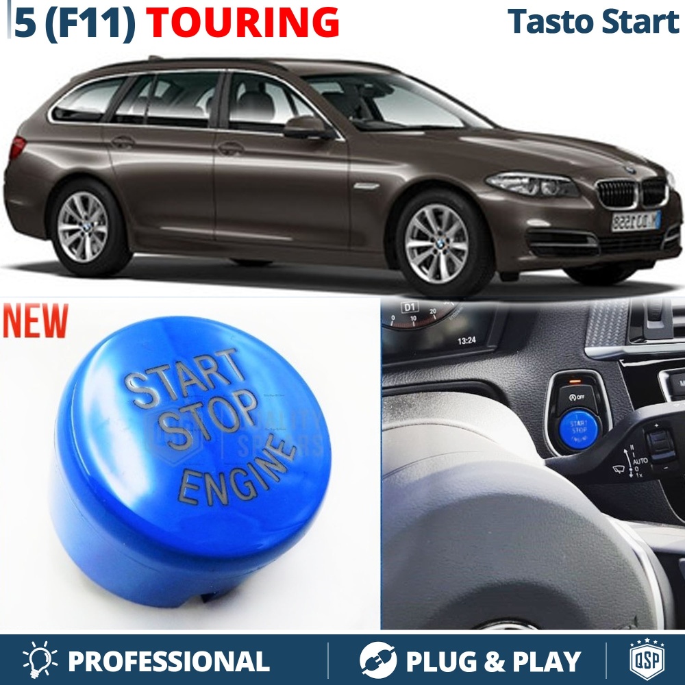 Clé Bouton Allumage Moteur START STOP pour BMW Série 5 F11 TOURING avec Bouton OFF Bleu
