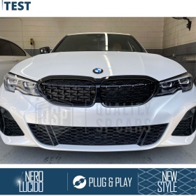 REJILLA Delanteras para BMW Serie 3 G20 G21 (19-22), Estilo Diamante 3D | Negro Brillante Tuning M