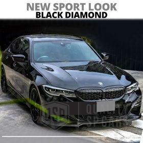 REJILLA Delanteras para BMW Serie 3 G20 G21 (19-22), Estilo Diamante 3D | Negro Brillante Tuning M