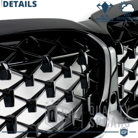REJILLA Delanteras para BMW Serie 3 G20 G21 (19-22), Estilo Diamante 3D | Negro Brillante Tuning M