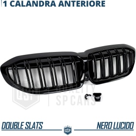 REJILLA Delanteras para BMW Serie 3 G20 G21 (19-22), Doble Pasillo | Negro Brillante Tuning M
