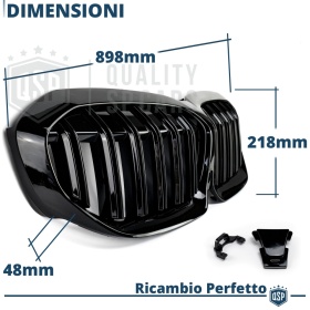 REJILLA Delanteras para BMW Serie 3 G20 G21 (19-22), Doble Pasillo | Negro Brillante Tuning M