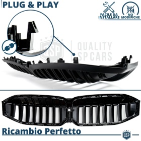 REJILLA Delanteras para BMW Serie 3 G20 G21 (desde 2022), Doble Pasillo | Negro Brillante Tuning M