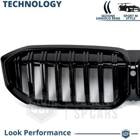 REJILLA Delanteras para BMW Serie 3 G20 G21 (desde 2022), Doble Pasillo | Negro Brillante Tuning M