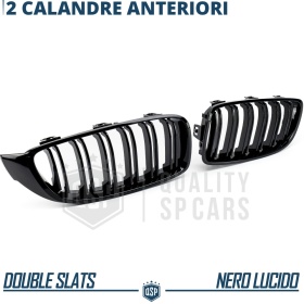 REJILLAS Delanteras para BMW Serie 4 (F32, F33, F36) Doble Pasillo | Negro Brillante Tuning M
