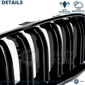 REJILLAS Delanteras para BMW Serie 4 (F32, F33, F36) Doble Pasillo | Negro Brillante Tuning M