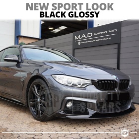 REJILLAS Delanteras para BMW Serie 4 (F32, F33, F36) Doble Pasillo | Negro Brillante Tuning M