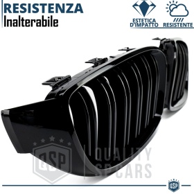 REJILLAS Delanteras para BMW Serie 4 (F32, F33, F36) Doble Pasillo | Negro Brillante Tuning M