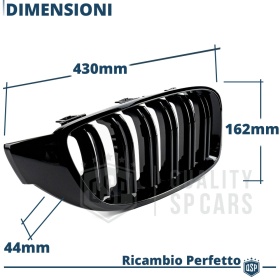 REJILLAS Delanteras para BMW Serie 4 (F32, F33, F36) Doble Pasillo | Negro Brillante Tuning M