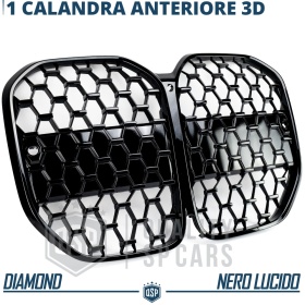REJILLA Delanteras para BMW Serie 4 (G22, G23) Estilo Diamante 3D | Negro Brillante Tuning M