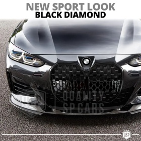 REJILLA Delanteras para BMW Serie 4 (G22, G23) Estilo Diamante 3D | Negro Brillante Tuning M