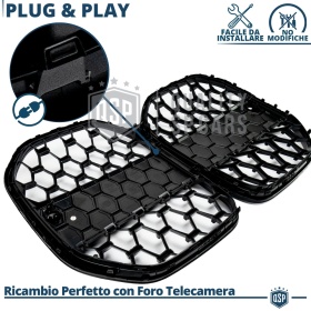 REJILLA Delanteras para BMW Serie 4 (G22, G23) Estilo Diamante 3D | Negro Brillante Tuning M