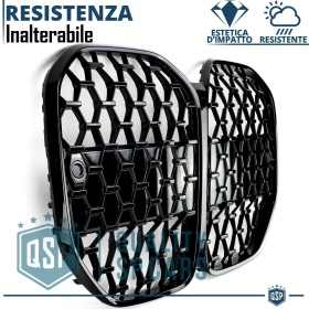 REJILLA Delanteras para BMW Serie 4 (G22, G23) Estilo Diamante 3D | Negro Brillante Tuning M