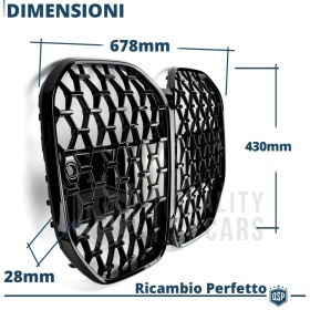 REJILLA Delanteras para BMW Serie 4 (G22, G23) Estilo Diamante 3D | Negro Brillante Tuning M