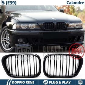 GRIGLIE Doppio Rene per BMW Serie 5 E39, Mascherine Anteriori Nero Lucido | Calandre Tuning M5