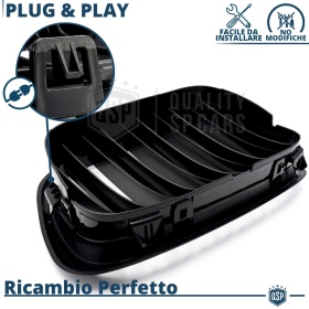 GRIGLIE Doppio Rene per BMW Serie 5 E39, Mascherine Anteriori Nero Lucido | Calandre Tuning M5