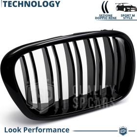 GRIGLIE Doppio Rene per BMW Serie 5 E39, Mascherine Anteriori Nero Lucido | Calandre Tuning M5