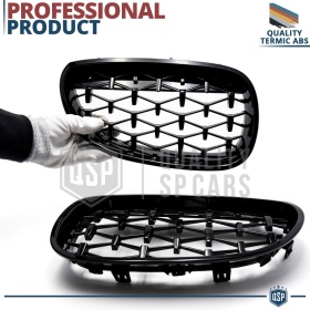 REJILLAS Delanteras para BMW Serie 5 (E60 E61), Estilo Diamante 3D | Negro Brillante Tuning M