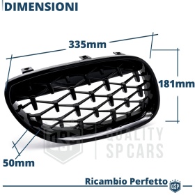 REJILLAS Delanteras para BMW Serie 5 (E60 E61), Estilo Diamante 3D | Negro Brillante Tuning M