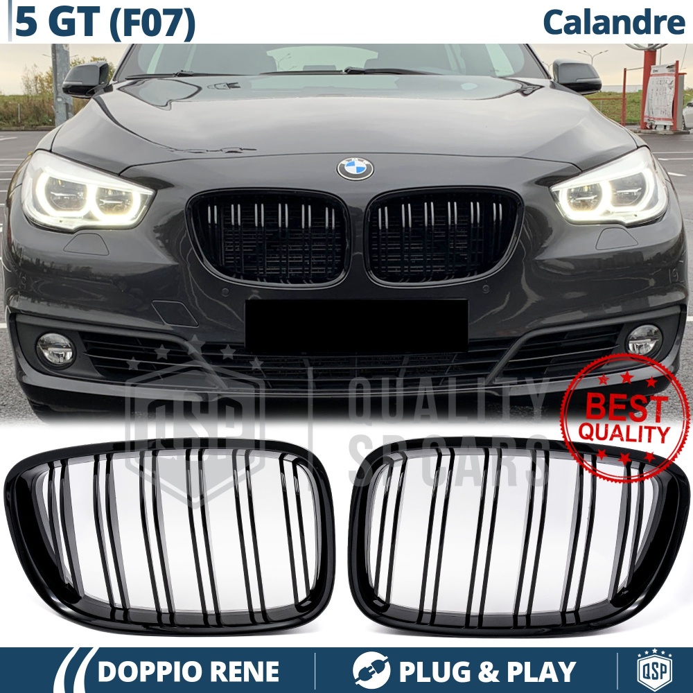 REJILLAS Delanteras para BMW Serie 5 GT F07, Doble Pasillo | Negro Brillante Tuning M