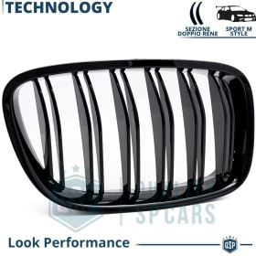 REJILLAS Delanteras para BMW Serie 5 GT F07, Doble Pasillo | Negro Brillante Tuning M