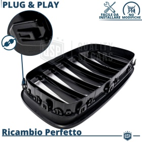 REJILLAS Delanteras para BMW Serie 5 GT F07, Doble Pasillo | Negro Brillante Tuning M