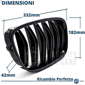 REJILLAS Delanteras para BMW Serie 5 GT F07, Doble Pasillo | Negro Brillante Tuning M