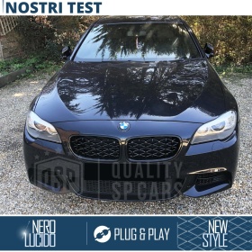 REJILLAS Delanteras para BMW Serie 5 (F10 F11), Estilo Diamante 3D | Negro Brillante Tuning M