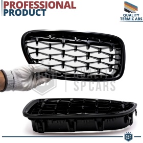 REJILLAS Delanteras para BMW Serie 5 (F10 F11), Estilo Diamante 3D | Negro Brillante Tuning M