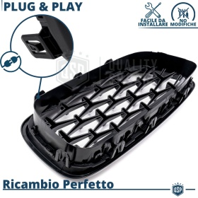 REJILLAS Delanteras para BMW Serie 5 (F10 F11), Estilo Diamante 3D | Negro Brillante Tuning M