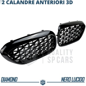 REJILLAS Delanteras para BMW Serie 5 G30 G31 (17-20), Estilo Diamante 3D | Negro Brillante Tuning M