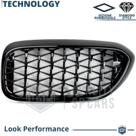 REJILLAS Delanteras para BMW Serie 5 G30 G31 (17-20), Estilo Diamante 3D | Negro Brillante Tuning M