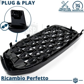 REJILLAS Delanteras para BMW Serie 5 G30 G31 (17-20), Estilo Diamante 3D | Negro Brillante Tuning M