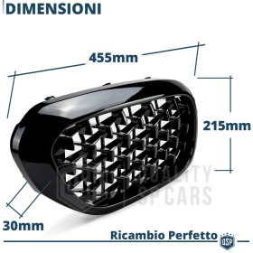 REJILLAS Delanteras para BMW Serie 5 G30 G31 (17-20), Estilo Diamante 3D | Negro Brillante Tuning M