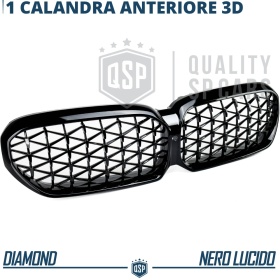REJILLA Delanteras para BMW Serie 5 G30 G31 desde 2020, Estilo Diamante 3D | Negro Brillante Tuning M