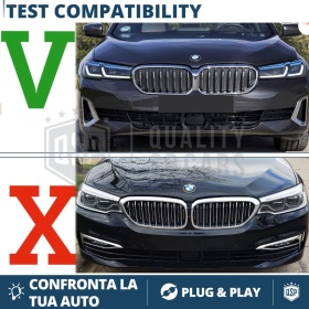 REJILLA Delanteras para BMW Serie 5 G30 G31 desde 2020, Estilo Diamante 3D | Negro Brillante Tuning M
