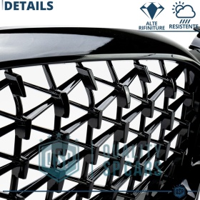 REJILLA Delanteras para BMW Serie 5 G30 G31 desde 2020, Estilo Diamante 3D | Negro Brillante Tuning M