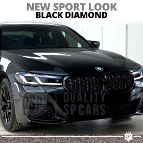 REJILLA Delanteras para BMW Serie 5 G30 G31 desde 2020, Estilo Diamante 3D | Negro Brillante Tuning M