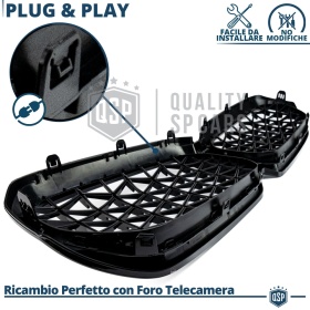 REJILLA Delanteras para BMW Serie 5 G30 G31 desde 2020, Estilo Diamante 3D | Negro Brillante Tuning M