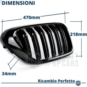 REJILLAS Delanteras para BMW Serie 6 GT (G32) 17-20, Doble Pasillo | Negro Brillante Tuning M