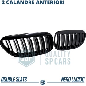 REJILLAS Delanteras para BMW Serie 6 (E63 E64), Doble Pasillo | Negro Brillante Tuning M