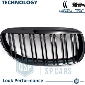 REJILLAS Delanteras para BMW Serie 6 (E63 E64), Doble Pasillo | Negro Brillante Tuning M