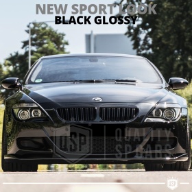 REJILLAS Delanteras para BMW Serie 6 (E63 E64), Doble Pasillo | Negro Brillante Tuning M