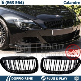 REJILLAS Delanteras para BMW Serie 6 (E63 E64), Doble Pasillo | Negro Brillante Tuning M
