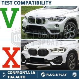 REJILLAS Delanteras para BMW X1 F48 (15-19), Estilo Diamante 3D | Negro Brillante Tuning M