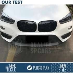REJILLAS Delanteras para BMW X1 F48 (15-19), Estilo Diamante 3D | Negro Brillante Tuning M