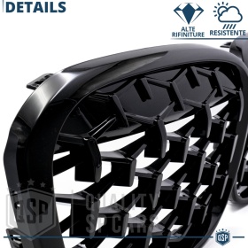 REJILLAS Delanteras para BMW X1 F48 (15-19), Estilo Diamante 3D | Negro Brillante Tuning M